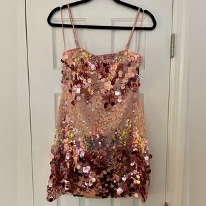 12th Tribe Emmy Pink Disco Sequin Mini Dress